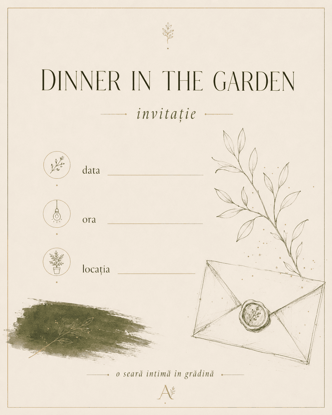 Dinner in the Garden — invitația, cu data, ora și locația